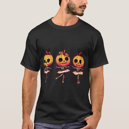 Balletdanser Pumpkin Skeleton Enge Halloween T-shirt (Voorkant)