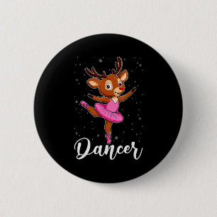Balletdanser Rendier Ballerina's Kerst Pjs Dames Ronde Button 5,7 Cm