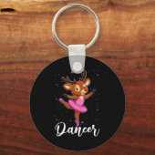 Balletdanser Rendier Ballerina's Kerst Pjs Dames Sleutelhanger (Voorkant)