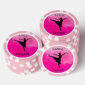 Balletdanser Silhouet Roze Watercolor Ontwerp Poker Chips (Opstapeling)