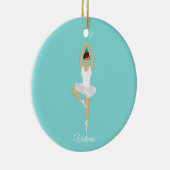 Balletdanser wit gekleed op blauwgroen turquoise keramisch ornament (Rechts)