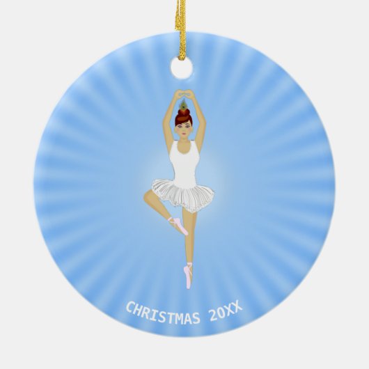 Balletdanser wit gekleed op lichtblauw keramisch ornament (Achterkant)