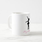Balletdanser zwart silhouet gepersonaliseerd koffiemok (Voorkant links)