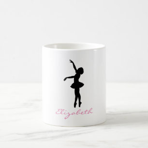Balletdanser zwart silhouet gepersonaliseerd koffiemok