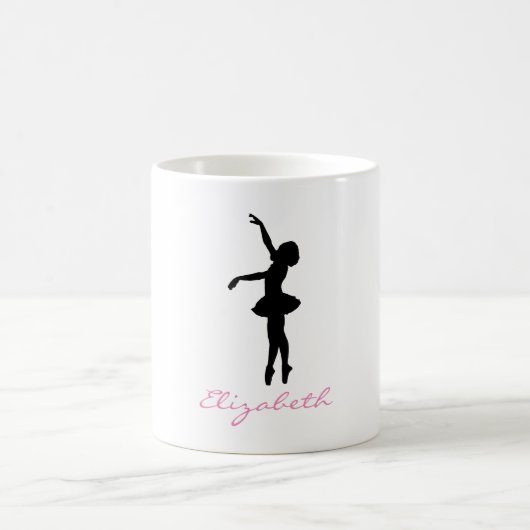 Balletdanser zwart silhouet gepersonaliseerd koffiemok (Center)