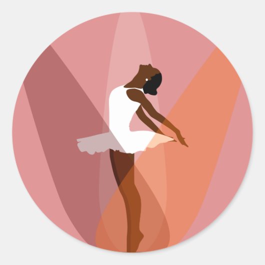 balletdanser zwarte ballerina ronde sticker (Voorkant)