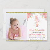 Balletdanseres Elegante Roze Verjaardagsfeest Foto Kaart (Voorkant)