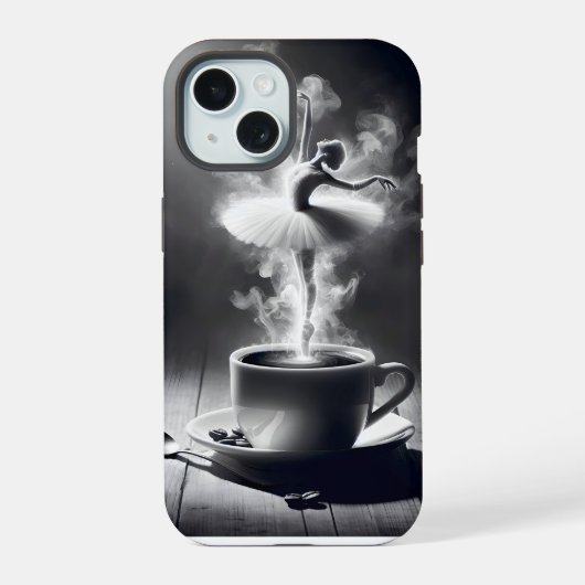 Balletdanseres in koffie iPhone 15 case (Achterkant)