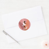 balletdanseres monogram zwarte ballerina ronde sticker (Envelop)