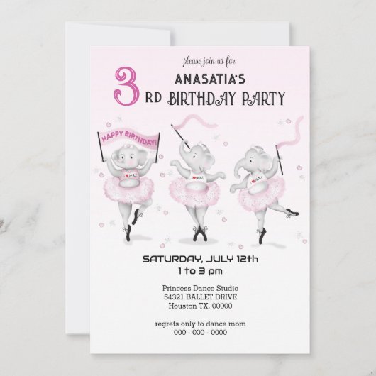 Balletdanseres Olifant Danstournee Kaart (Voorkant)