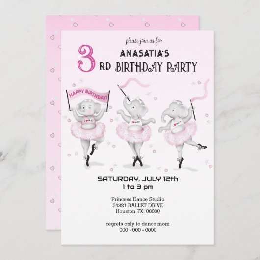 Balletdanseres Olifant Danstournee Kaart (Voorkant / Achterkant)