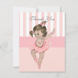 Balletdanseres Roze Tutu Strepen Bloemen Kant Dank Bedankkaart