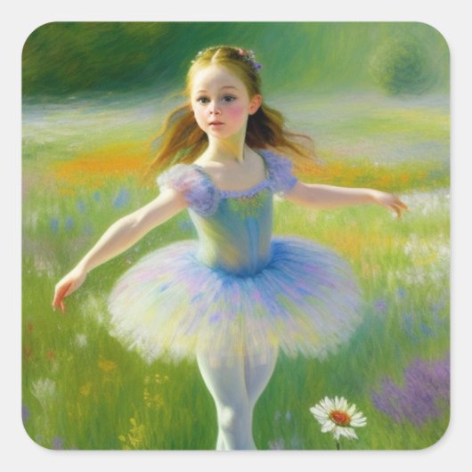 Balletdanseres  vierkante sticker (Voorkant)