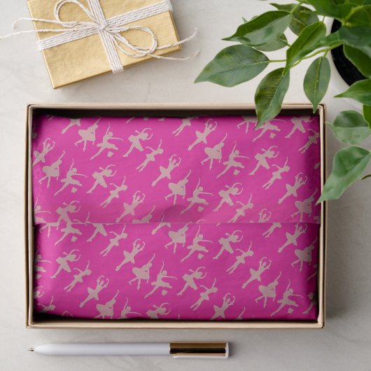 Balletdansers Ballerina Motief Heet Roze Tissuepapier (Geschenk)