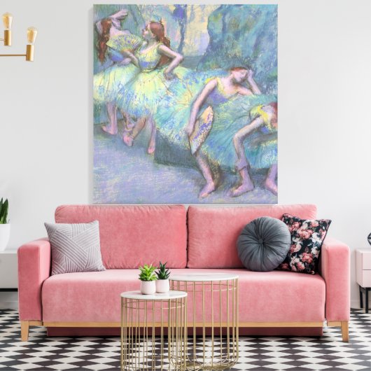 Balletdansers in de Wings van Edgar Degas Canvas Afdruk (Insitu (Woonkamer))