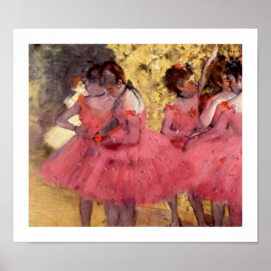 Balletdansers in roze door Edgar Degas Poster (Voorkant)