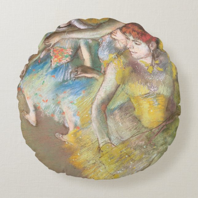 Balletdansers op het podium door Edgar Degas Rond Kussen (Voorkant)