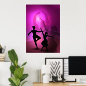 Balletdansers roze artistieke vormgeving poster (Thuiskantoor)