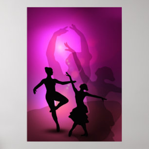 Balletdansers roze artistieke vormgeving poster