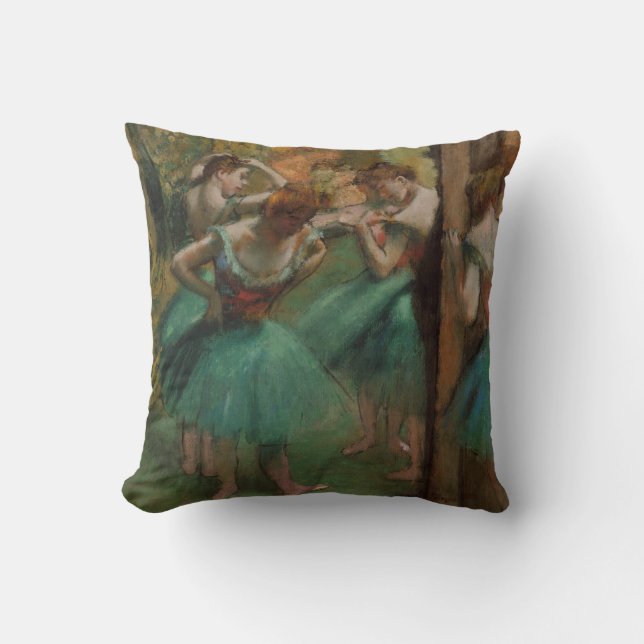 Balletdansers roze en groen | Edgar Degas Kussen (Voorkant)