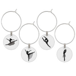 Balletdansers Wijnstokjes - Silhouettes op wit Wijnglashanger