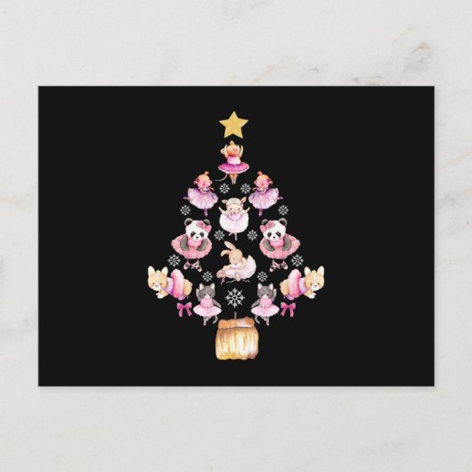 Balletdieren Ballerina kerstboom Briefkaart (Voorkant)