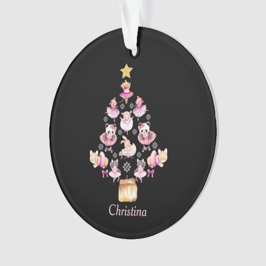 Balletdieren Ballerina kerstboom Ornament (voorkant)