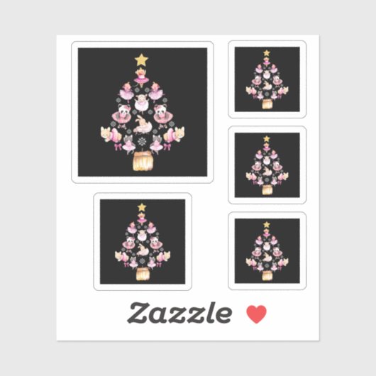 Balletdieren Ballerina kerstboom Sticker (Vel)