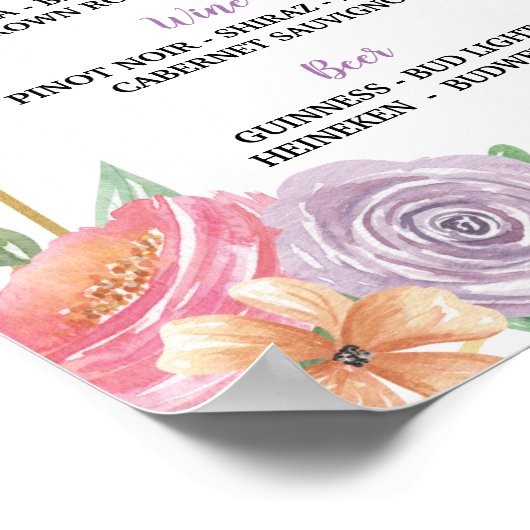 Balletgebak Floral Summer Weddenschap Opvangroze Poster (Hoek)