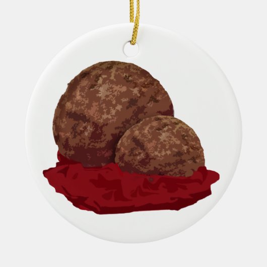 Balletjes in saus keramisch ornament (Voorkant)