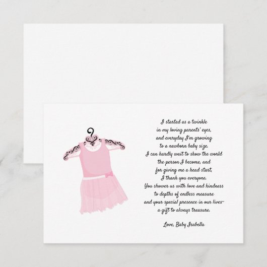 Balletjurk baby shower bedankt voor je opmerking kaart (Voorkant / Achterkant)