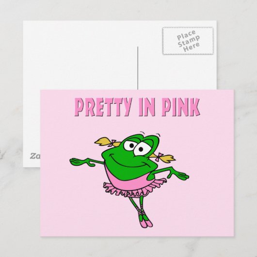 Balletkikker  in roze briefkaart (Voorkant / Achterkant)