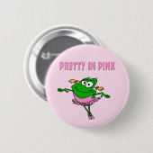 Balletkikker  in roze ronde button 5,7 cm (Voorkant /achterkant)