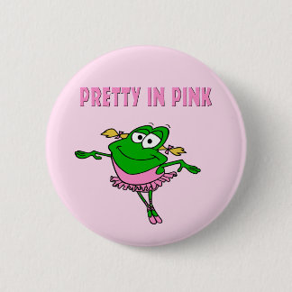 Balletkikker in roze ronde button 5,7 cm