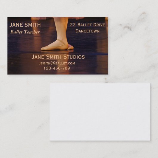 Balletleraar balletstudio's dansstudio's visitekaartje (Voorkant / Achterkant)