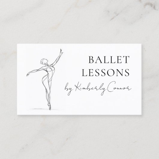 Balletles Een Lijn Lijn Lijn Ballerina Tekenen Visitekaartje (Voorkant)