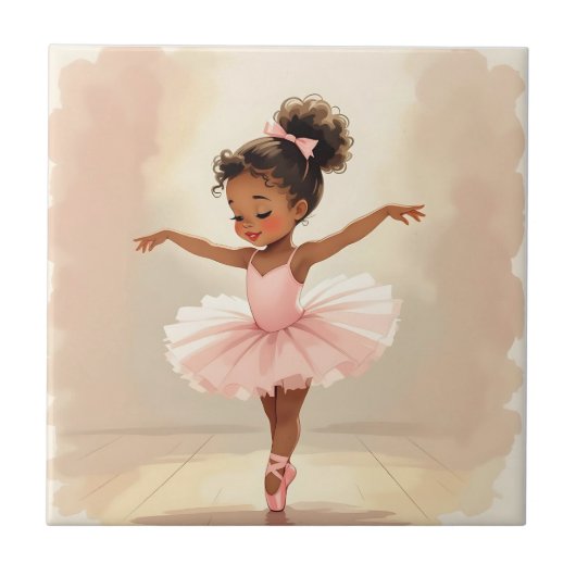 Balletmeisje in Roze Tutu Tegeltje (Voorkant)