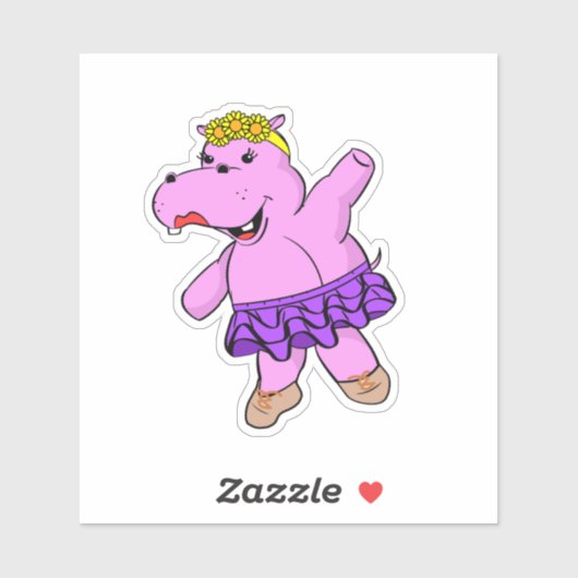 Balletnijlpaard Met Tutu Sticker (Vel)
