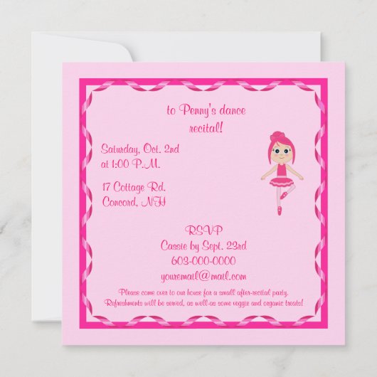 Balletoverweging: Beginner Ballerina Kaart (Achterkant)