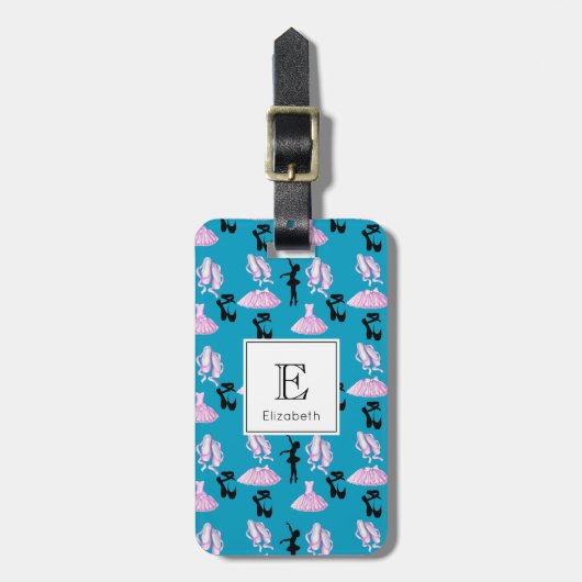 Balletpatroon met danskleding en ballerina bagagelabel (Voorkant verticaal)