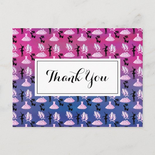 Balletpatroon op roze en blauwe verloop briefkaart (Voorkant)