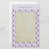 Balletpatroon op roze en blauwe verloop briefpapier (Voorkant / Achterkant)