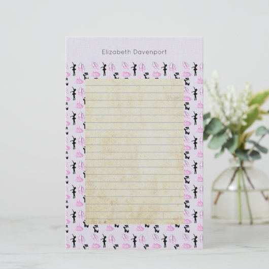 Balletpatroon op roze en blauwe verloop briefpapier (Staand voorkant)