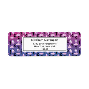 Balletpatroon op roze en blauwe verloop etiket