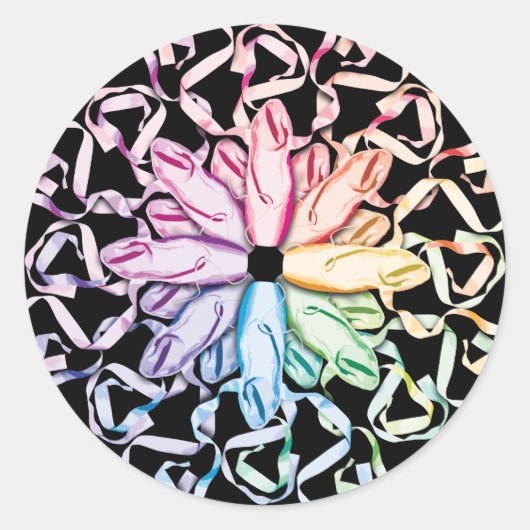 Balletpatroon (spectraal) ronde sticker (Voorkant)