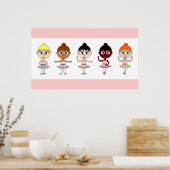 Balletposities Poster - Cute Ballerinas (Keuken)
