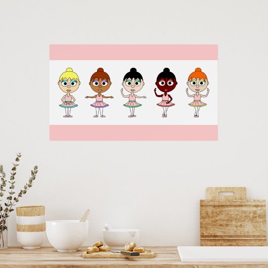 Balletposities Poster - Cute Ballerinas (Keuken)