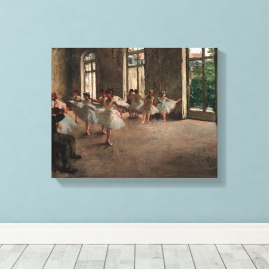 Balletrepetitie - Edgar Degas - 1873 Canvas Afdruk (Insitu (Houten vloer))