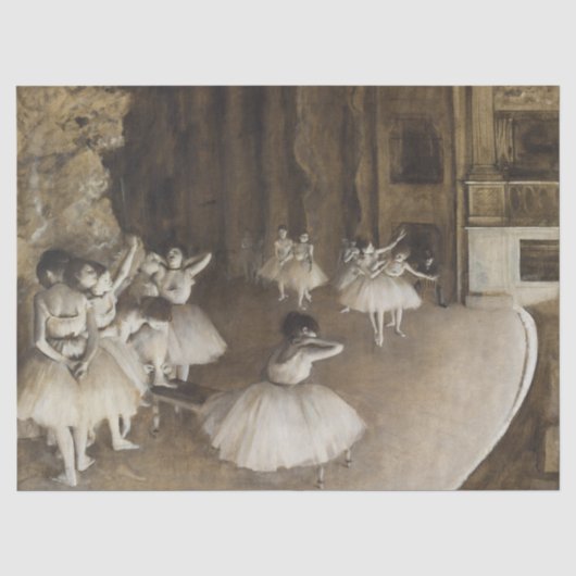 Balletrepetitie op het podium van Edgar Degas Tissuepapier (Voorkant)