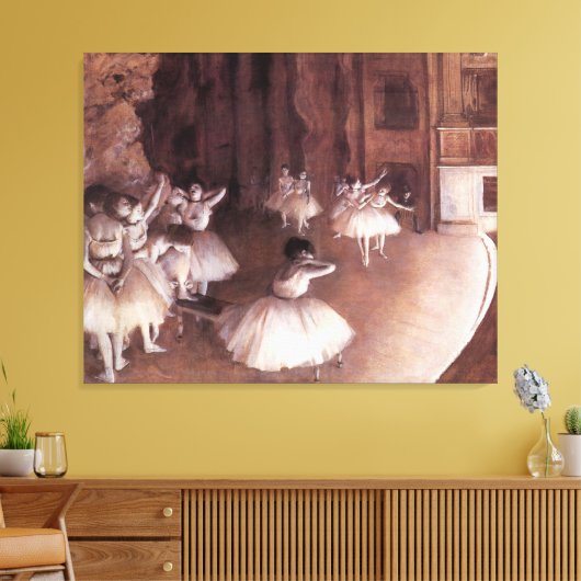 Balletrepetitie op het toneel van Edgar Degas Canvas Afdruk (Insitu (Woonkamer))